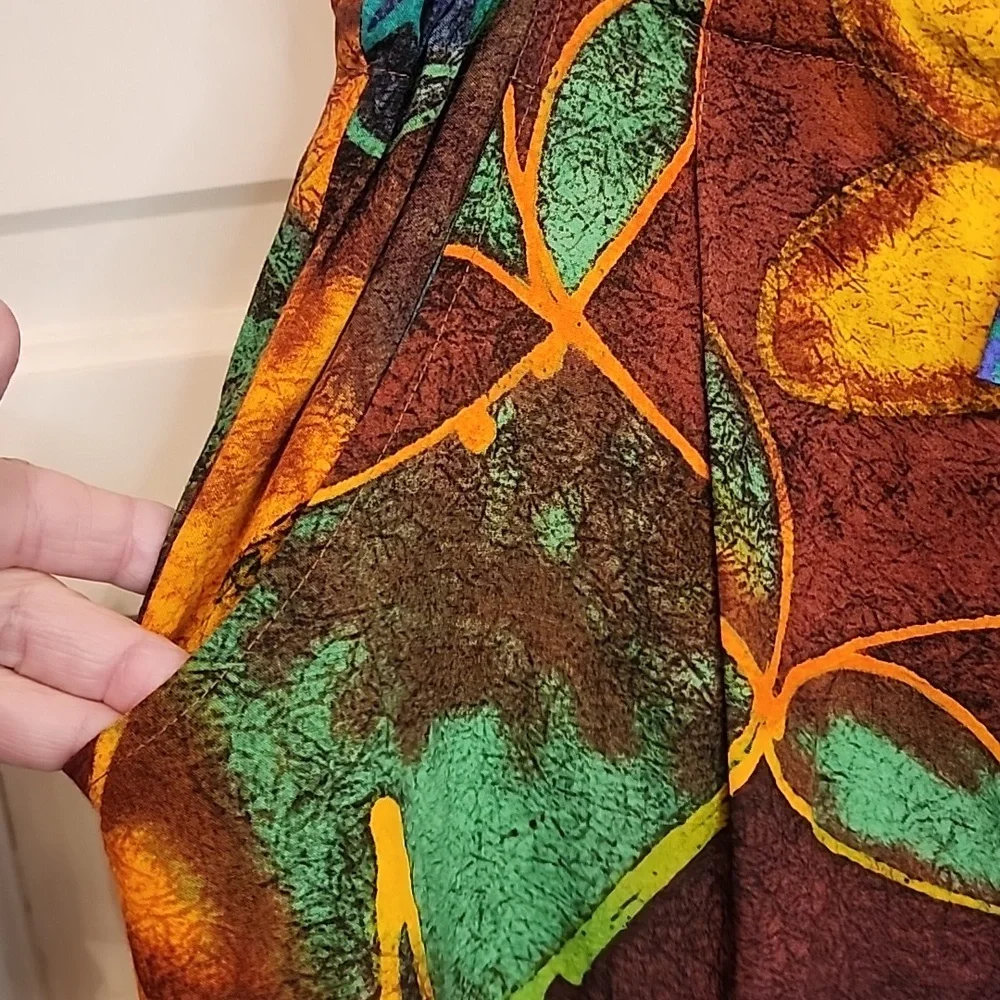 JAMS WORLD Capris/ Pants Rayon Multicolor Vibrant Floral Abstract Pockets - Picture 5 of 13